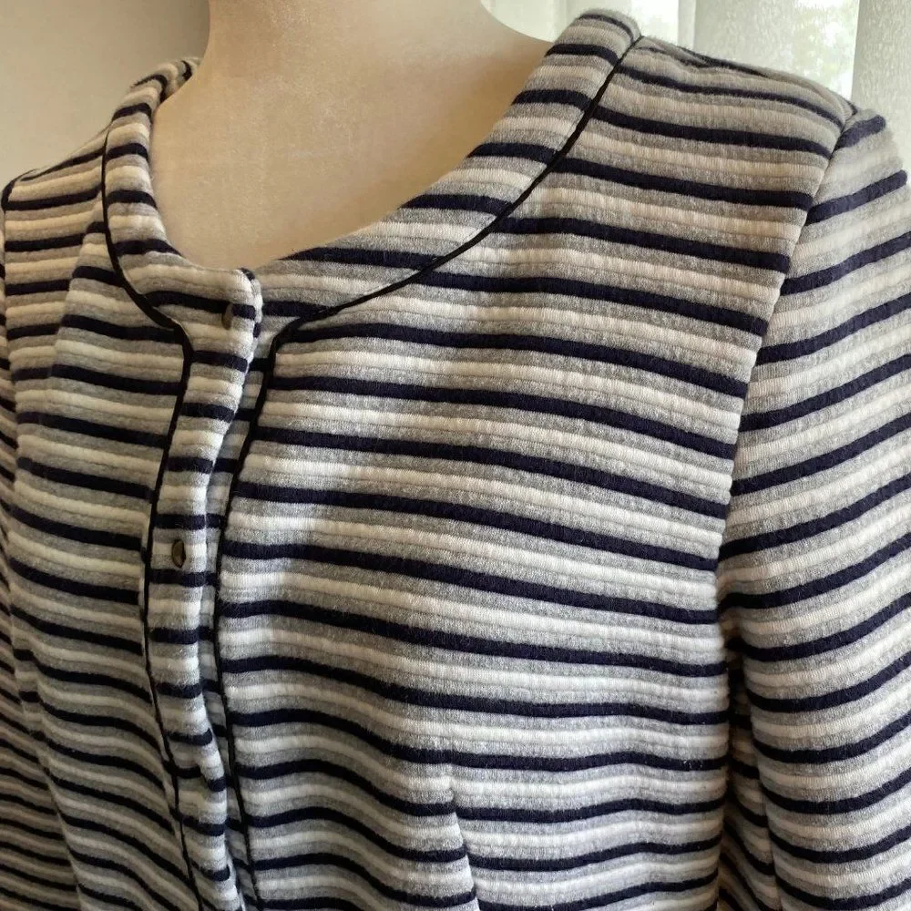 Isani for Target Black Gray Striped Knit Blend Cardigan Sweater SZ M